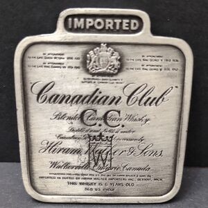 Hiram Walker & Sons Canadian Club Whisky Metal Belt Buckle.
